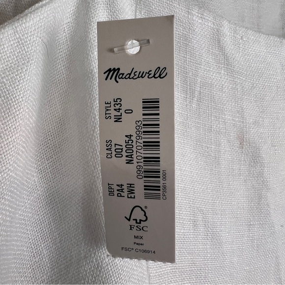 Madewell 100% Linen Sleeveless White Midi Dress NWOT, Size 0 - Picture 5 of 9